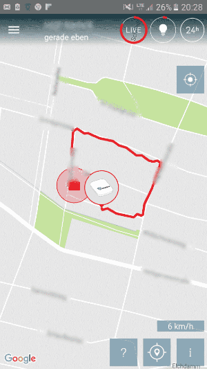 Route und virtueller Zaun Tractive GPS Tracker